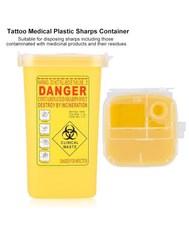 1L Sharps Container for Needles Tattoo Plastic Biohazard Needle Disposal - Red/Yellow - Buy Online on GoSupps.com