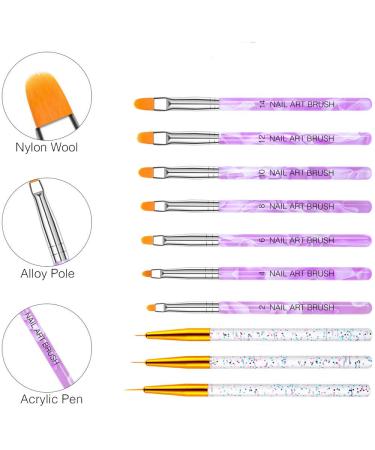 10-Piece UV Gel Nail Brush Set - Professional Acrylic Painting Pens for Nail Art & Design - Buy Online on GoSupps.com