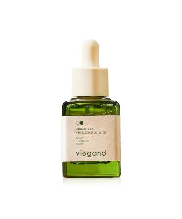 viegano Vegan Hydrating Serum for Dry & Sensitive Skin | Green Tea + Hyaluronic Acid | Hydrated Skin Appears Plumper & Firmer | 100% Vegan | 35 mL