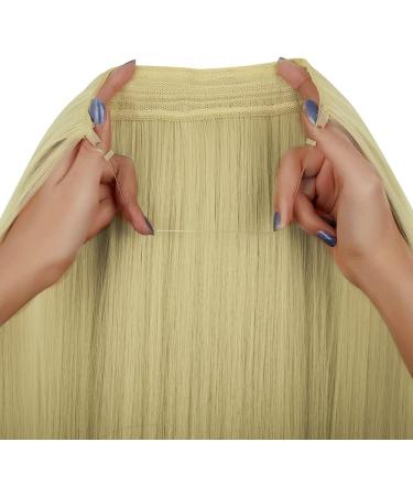 Beach Blonde Halo Hair Extension Headband 22 Inch Straight Synthetic Hair Heat Friendly Fiber - No Clip - Bleach Blonde 22Inch - Buy Online on GoSupps.com