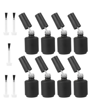 Flacons de Vernis Ongles en Verre 15 Ml Lot de 13 Pi ces 8 Flacons Noirs Mats Ronds et 5 Pinceaux pour Gel Uv Contenant Professionnel Vide pour Rangement et Application de Gel