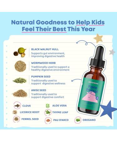 JoySpring ParaPatrol Kids Herbal Blend Alcohol-Free Liquid Supplement with Black Walnut and Wormwood Extract | Supports Digestive Health | Natural Raspberry Flavor 30 Servings - Buy Online on GoSupps.com
