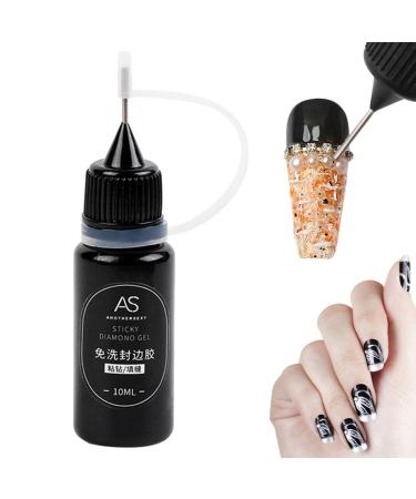 Rhinestone Glue for Nails Clear Nail Gem Glue Precision - No Wipe Adhesive Filler Sealing Glue for Gems Diamonds Jewelry Gel Nail Polish Decoration Nanyaciv