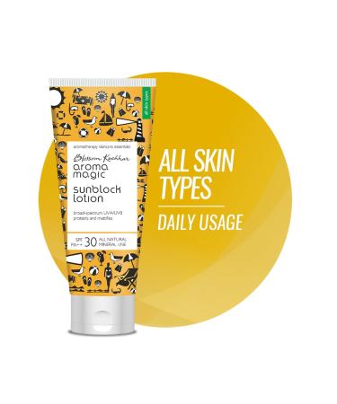 Aroma Magic Sunblock Sunscreen Lotion with SPF 30 | Broad Spectrum UVA/UVB Protection | Non-Nano Zinc Oxide Mineral Sunblock | 3.38 Fl Oz/100ml