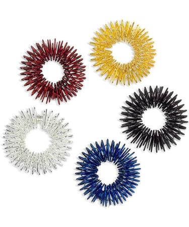Ultnice 5-Piece Spiky Sensory Finger Rings - Acupressure Massager & Fidget Toys for Pain Relief (Gold Silver Black Blue Red) | International Shipping - Buy Online on GoSupps.com
