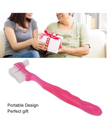 Portable Denture Cleaning Brush for Elderly - Plaque Removal Toothbrush for False Teeth - Pink Denture Brush for Home & Travel - Buy Online on GoSupps.com