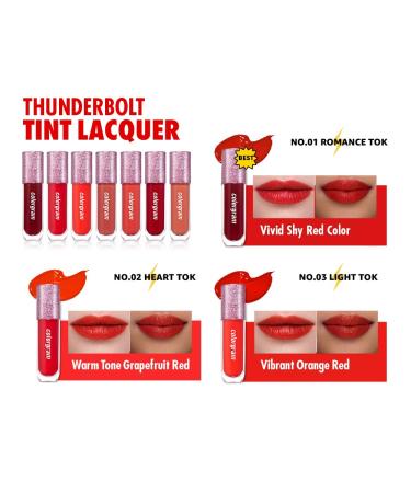 COLORGRAM Thunderbolt Tint Lacquer 02 Heart Tok with Argan Oil - High Pigment Long Lasting Lip Stain - Hydrating K Beauty Makeup - Buy Online on GoSupps.com