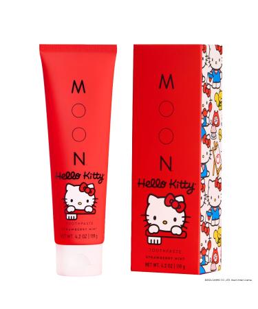 MOON x Hello Kitty Pink Toothpaste Clean Vegan Fluoride-Free for Adults or Kids Toothpaste Strawberry Mint Flavor for Fresh Breath 4.2 oz