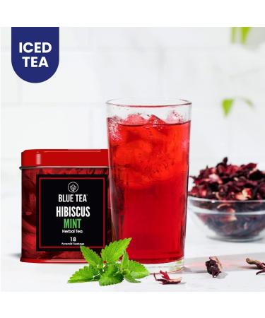 BLUE TEA - Hibiscus Mint Herbal Tea - 36 Tea Bags (Pack of 2) | CAFFEINE FREE | Hibiscus + Mint | Farm Packed Hibiscus Tea | Tin Packing - Buy Online on GoSupps.com