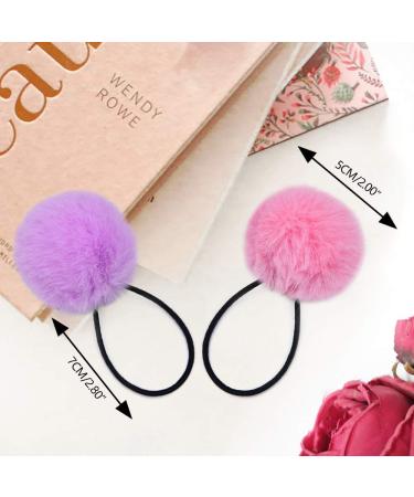 Pom Pom Hair Ties Set - 16pcs Fluffy Elastic Pom Pom Ponytail Holders for Girls and Toddlers in 8 Colors - 2 inches - Buy Online on GoSupps.com