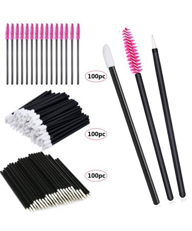 300 Pieces Disposable Eyebrow Eyelash Mascara Brush Lip Brush Eyeliner Brush Makeup Brush Tester Tool Kit Cosmetic Applicator Mascara Wands Set by Lemoncy