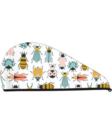 Colorful Insects Microfiber Hair Towel | Soft Super Absorbent Wrap for Women | Quick Dry Coral Velvet Cap for Long Curly Thick Hair - Buy Online on GoSupps.com