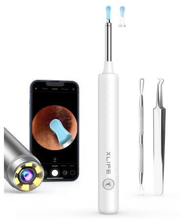 Xlife Ear Wax Removal  Ear Wax Removal Tool with 1080P Ear Camera  Ear Cleaner with Blackhead Remover Tool Set  Ear Camera and Wax Remover with A 3.5mm Ultra-Thin Lens for iPhone ONLY (X3 White)