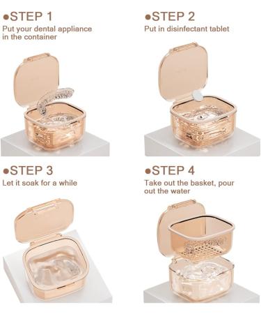 Prosthesenbox | Retainer Box & Cleaning Cup with Filter | Travel Storage for Prosthesis & Tooth Protection (Apricot) - Buy Online on GoSupps.com