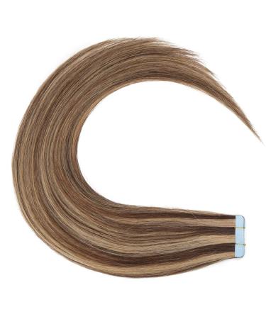 Elailite Tape in Extension Real Hair for Girls Adhesive Human Hair 20 Wefts 40cm 50g #4P27 Medium Brown/Honey Blonde