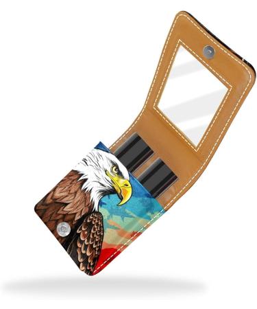 Travel Lipstick Organizer Case - Portable Makeup Bag with Mirror | American Flag Eagle Design | L431k1etgi - Buy Online on GoSupps.com