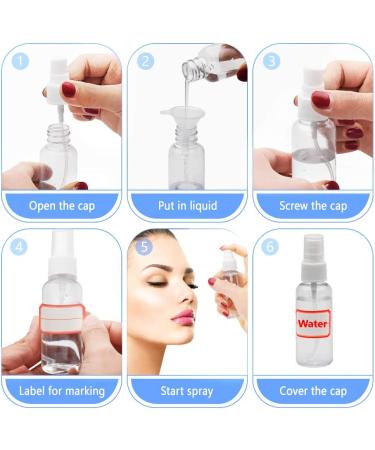 2oz Mini Spray Bottles - Travel Size Plastic Hand Spritzer for Liquids | Refillable Alcohol Spray with Funnel and Labels - Buy Online on GoSupps.com