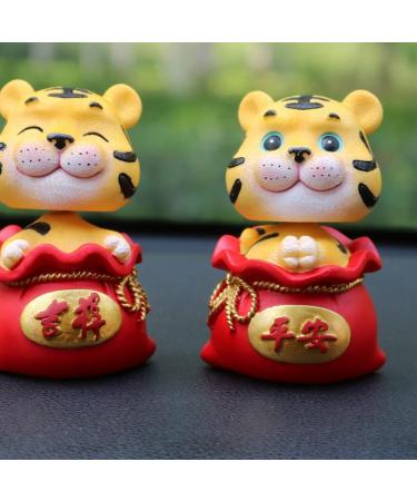 ORFOFE Kids Playset 1pc Year of The Tiger Bobble Head Ornament Red Lucky Bag Office Purse Resin Children Toys Red 6X6X9.5CM - Buy Online on GoSupps.com