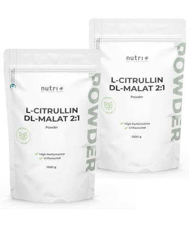 Nutri+ L-Citrulline Malate Powder 1 kg Highly Dosed + Vegan + Pure Bodybuilding Booster + Fitness L-Citrulline Malate DL 2:1 Powder Premium Quality from Vegetable Fermentation - Buy Online on GoSupps.com
