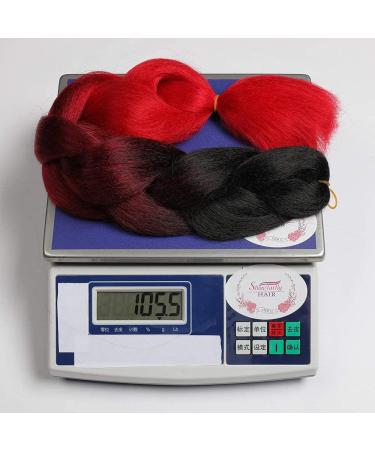 Shop Showjarlly Kanecalon Hair Braids Extension - Ombre Jumbo Braid 24 - Black/Red & More - Premium Kunsthaar for Stunning Hairstyles - Buy Online on GoSupps.com
