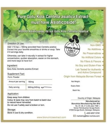 7x Natural Pegaga Centella Asiatica 0.3%-0.8% Asiaticoside Extract Powder Pure 100:1 Gotu Kola Halal Certified - Buy Online on GoSupps.com