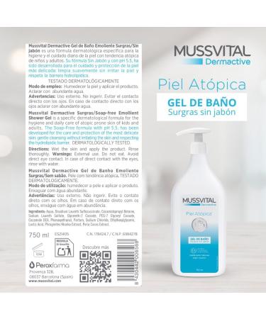Peroxfarma SA Mussvital Dermactive Bath Gel for Atopic Skin 750ml - Buy Online on GoSupps.com