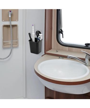 Linkida Black Toothbrush Holder with Suction Cup - Wall-Mounted Organizer for Bathroom Shower Razors & Electric Toothbrushes - Buy Online on GoSupps.com