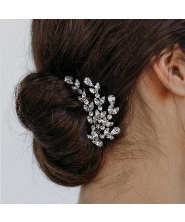 Sither Bridal Crystal Barrette for Wedding Women Crystal Hair Clip Silver Headpiece for Prom Halloween Party Hair Accessories Gift