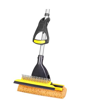 Yocada Sponge Mop Home Commercial Use Tile Floor Bathroom Garage Cleaning with Squeegee and Extendable Telescopic Long Handle 41-53 Inches Easily Dry Wringing