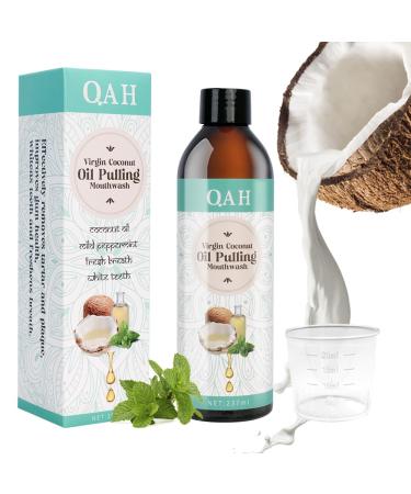 Coconut Oil Pulling for Teeth Natural Organic Coconut Oil and Mint Essential Oil Mouthwash Helps Fresh Breath Teeth Whitening Oral Care Gum Health Vitamin E Vitamin D