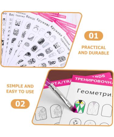 1 Set manicure exercise book nail art nail art drawing stencil nail art manicure tool nail kits nail art practice templates for beginner painted wooden eyeliner brush - Buy Online on GoSupps.com