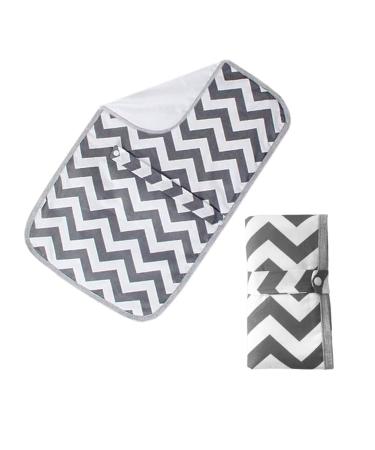 Foldable Nappy Changing Mat Diaper Pad Waterproof Travel Changing Mat with Gray Waves Infant Urinal Pad Baby Changing Kit for for Home Travel Outside