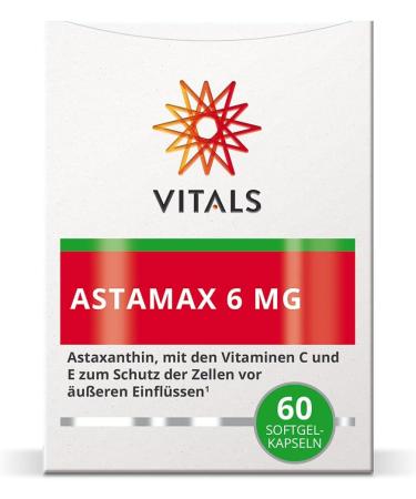 Buy Vitals Astamax 6mg Astaxanthin Softgels - Natural Algae-Based with Vitamin C & E | 60 Capsules | Astareal Expert Quality - Buy Online on GoSupps.com