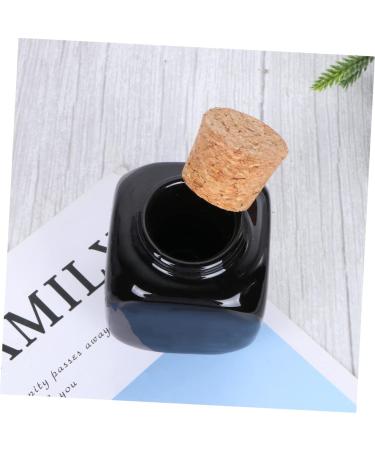 Wooden Cork Bottle Ceramic Bottle Makeup Containers Porcelain Dappen Dish Liquid Powder Container Ceramics Bottle Gratitude Jar Cerace Ceramic Mug Medicine Cup Manicure Bamboo 7.50X5.50X5.50CM Black - Buy Online on GoSupps.com