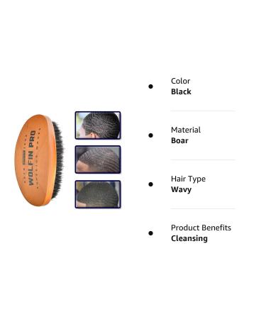 Wolfin Pro Premium Curved 360 Wave Brush - Natural Schima Superba Wood with Black Boar Hair Bristles for 360 Waves and Beard Grooming - Buy Online on GoSupps.com