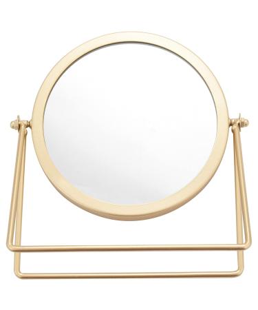Cusstally Metal Decorative Mirror Lady Desktop Makeup Mirror 360  Round Shape Vanity Mirror Backlit (Gold)