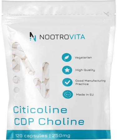 Citicolin CDP Cholin 120 capsules - for memory concentration and cognitive function |Gluten allergen free |Made in ISO-certified companies |NOOTROVITA 120 pieces (1 Pack) - Buy Online on GoSupps.com