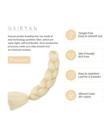 Gairyan Blond Jumbo Braids Extensions - 24 Synthetic Hair for Box Braids Afro Braid Extensions Bleached Blonde Kanekalon 1 Piece - Buy Online on GoSupps.com