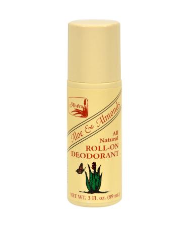 All Natural Roll-On Deodorant Aloe & Almonds 3 fl Ounce (89 ml) Liquid Aloe & Almonds 3 Fl Oz (Pack of 1)