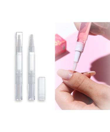 Cuticle Oil Pens Empty 2 PCS Transparent Twist Pens Empty Cuticle Oil Pen 3ml Nail Cuticle Oil Pen Refillable with Brush Tip Cosmetic Container Applicators for Lip gloss Eyelash Growth Liquid