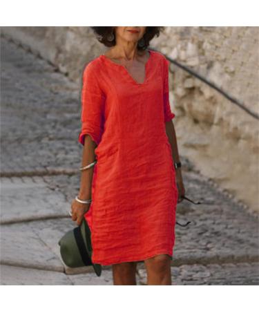 Women's 2024 Floral Embroidered Dress V-Neck Short Sleeve Bow Tie Swing Flowy A-Line Long Midi Maxi Long Sun Dress 1937-zayeh-5-red XL - Buy Online on GoSupps.com