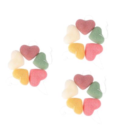 Beaupretty 15 pcs Heart Shaped Face Wash exfoliating facial sponge face cleansing puff Removal Wash Puff skin scrubber face sponge pads sponges for face Heart Shape Face Pads natural cosmetic 1 Count (Pack of 1) As Shownx3pcs