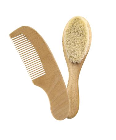 SECFOU Baby Hair Brush 1 Set Newborns Baby Wool Supplies Hair Infant Wooden with Comb Gift Goat Toddlers Care for Cradle Soft Brush Shower Newborn Kit Cap and Bristle Kids Baby Gifts