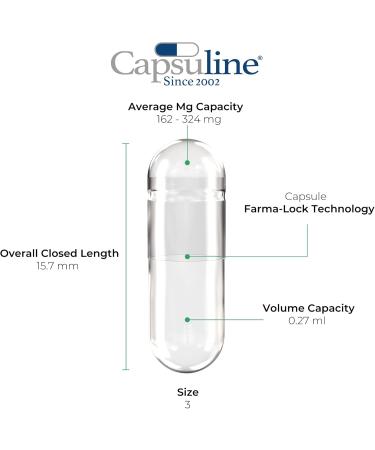 Capsuline Size 3 - Clear Empty Vegan Capsules - 1000 Count - Empty Veggie Pill Capsules - DIY Vegetable Capsule filling - Empty Caps - Kosher and Halal Certified - Non-GMO Certified 1000 count (Pack of 1) - Buy Online on GoSupps.com