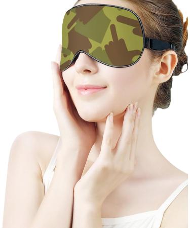 Middle Finger Camouflage Sleep Mask - Adjustable Strap, Blocks Light for Night Travel Nap | Men's Women's Blindfold Eye Cover - Buy Online on GoSupps.com