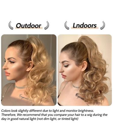 Ponytail Extension Claw Clip 20 Wavy Synthetic Hair Piece for Women - Golden Brown & Bleach Blonde Mix 20 - 27/613 - Buy Online on GoSupps.com