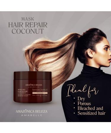 AMAZONICA BELEZA Coconut Hair Mask - Repairs Damaged Hair Restores Proteins Sulfate & Paraben Free 10 Oz - Healthy Vital Results for All Hair Types - International Shipping Available - Buy Online on GoSupps.com