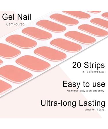 Foyute Semi Cured Gel Nail Strips 20 Pcs Soft Self-Adhesive Gel Nail Polish Wraps Sticker for Salon-Quality Manicure Set Long Lasting Easy to Apply & Remove Nail File & Wooden Stick (Tangerine) - Buy Online on GoSupps.com