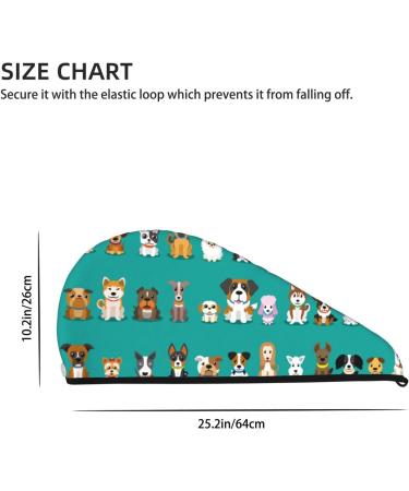 Cartoon Dogs Microfiber Hair Towel - Super Absorbent Wrap for Long Curly & Thick Hair | Quick Dry Coral Velvet Towel for Women - Buy Online on GoSupps.com