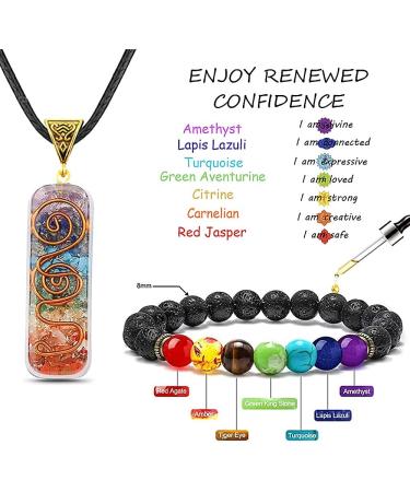 Tofbs Chakra Crystal Pendant Necklace & Bracelet Set | Reiki Healing Jewelry for Men & Women | Positive Energy & Balance for Yoga & Meditation - Buy Online on GoSupps.com